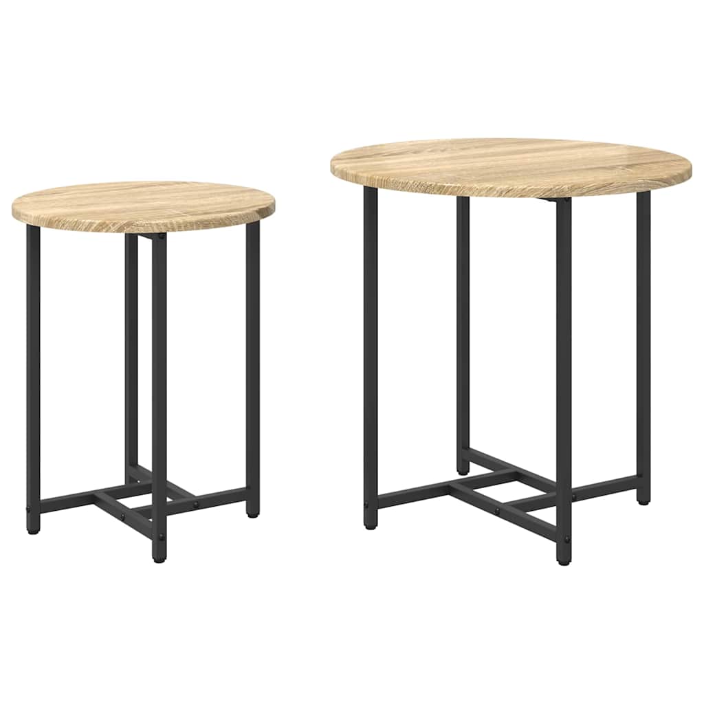 Bijzettafelset 2 pcs Sonoma Eiken en Zwart is nu te koop bij PeponiXL, paradijselijk wonen!