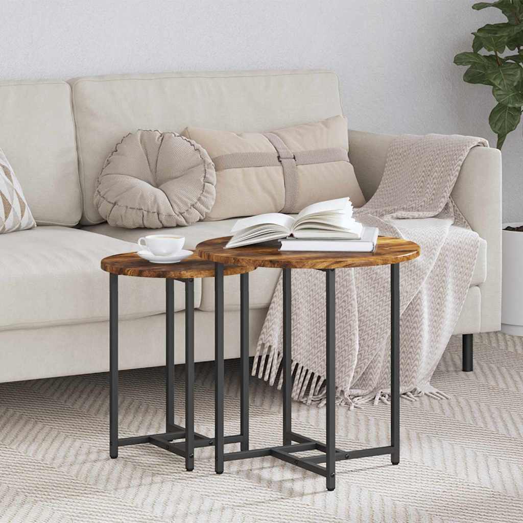 Bijzettafelset 2 pcs Gerookt Eiken en Zwart is nu te koop bij PeponiXL, paradijselijk wonen!