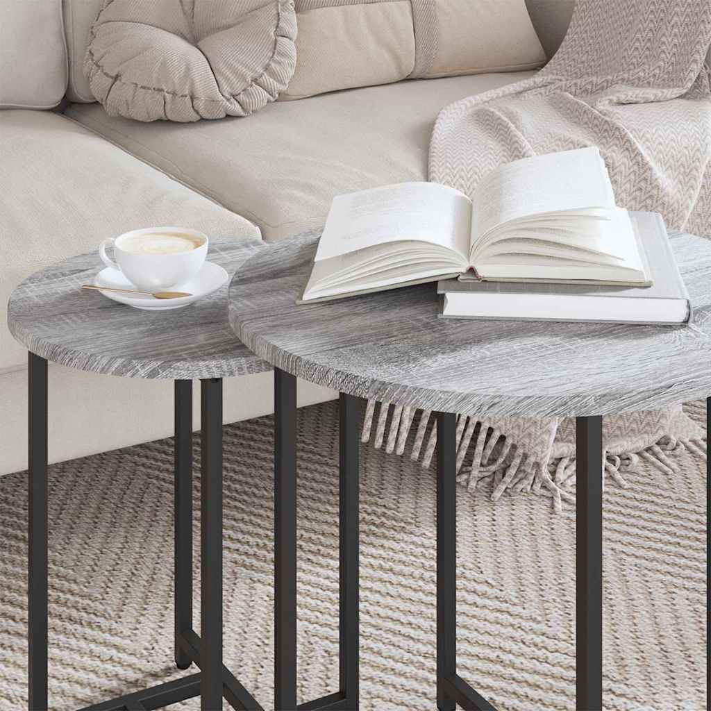 Bijzettafelset 2 pcs Grijs Sonoma en Zwart is nu te koop bij PeponiXL, paradijselijk wonen!
