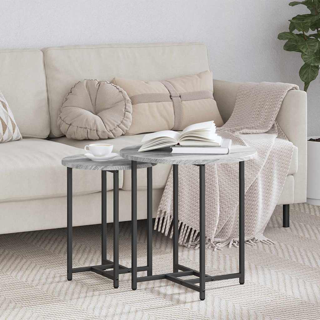 Bijzettafelset 2 pcs Grijs Sonoma en Zwart is nu te koop bij PeponiXL, paradijselijk wonen!