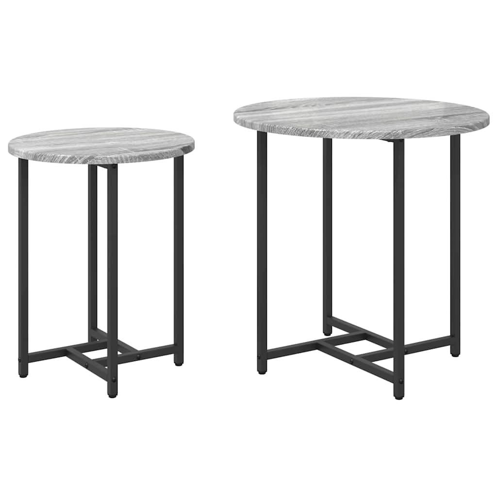Bijzettafelset 2 pcs Grijs Sonoma en Zwart is nu te koop bij PeponiXL, paradijselijk wonen!