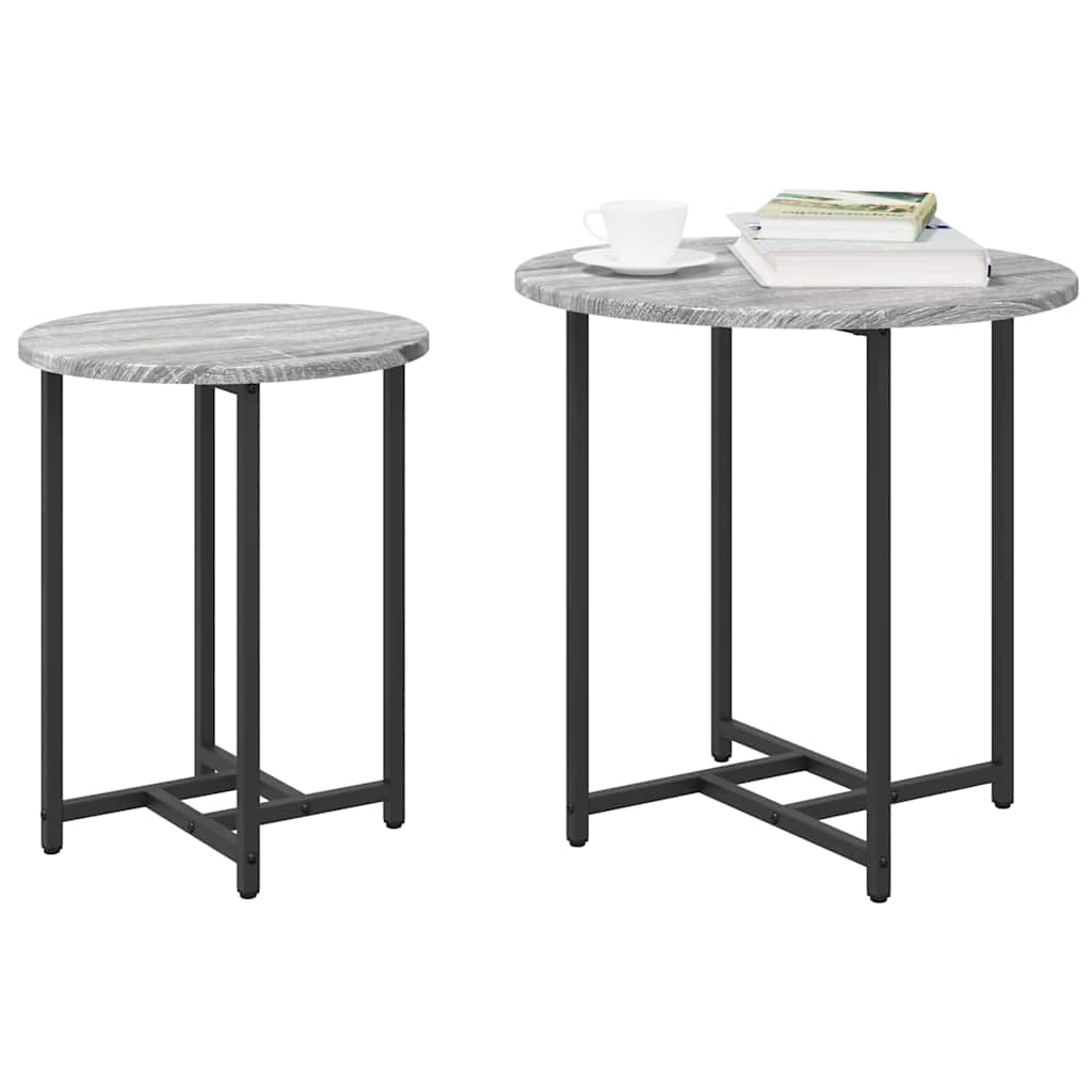 Bijzettafelset 2 pcs Grijs Sonoma en Zwart is nu te koop bij PeponiXL, paradijselijk wonen!