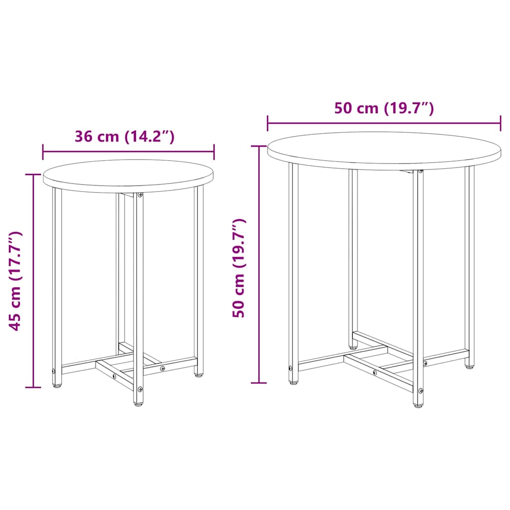 Bijzettafelset 2 pcs Grijs Sonoma en Zwart is nu te koop bij PeponiXL, paradijselijk wonen!