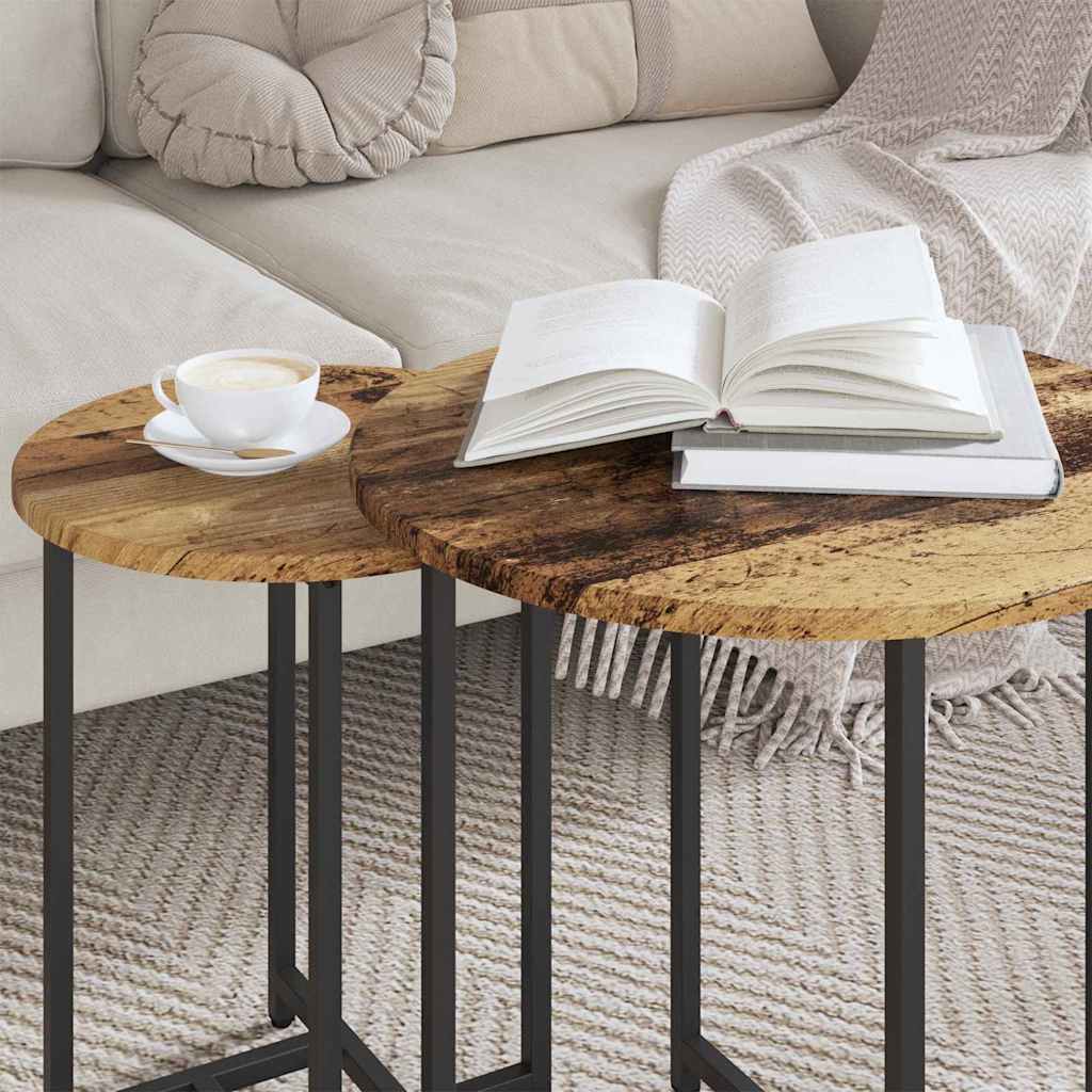 Bijzettafelset 2 pcs Oud Hout en Zwart is nu te koop bij PeponiXL, paradijselijk wonen!