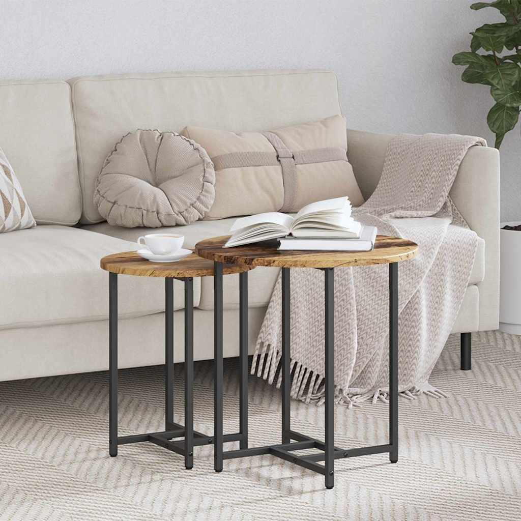 Bijzettafelset 2 pcs Oud Hout en Zwart is nu te koop bij PeponiXL, paradijselijk wonen!