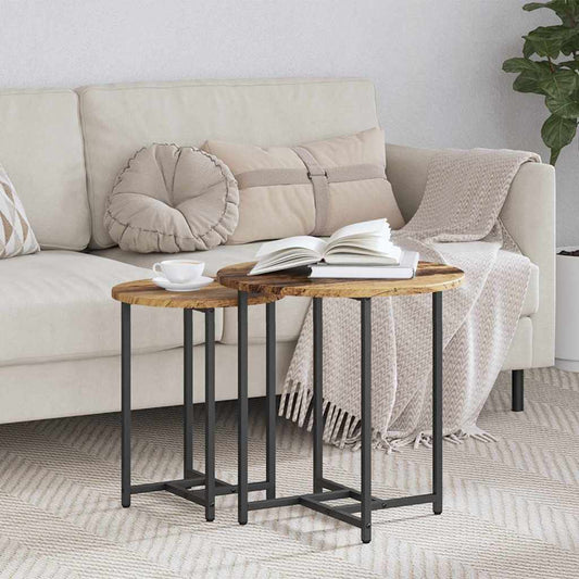 Bijzettafelset 2 pcs Oud Hout en Zwart is nu te koop bij PeponiXL, paradijselijk wonen!