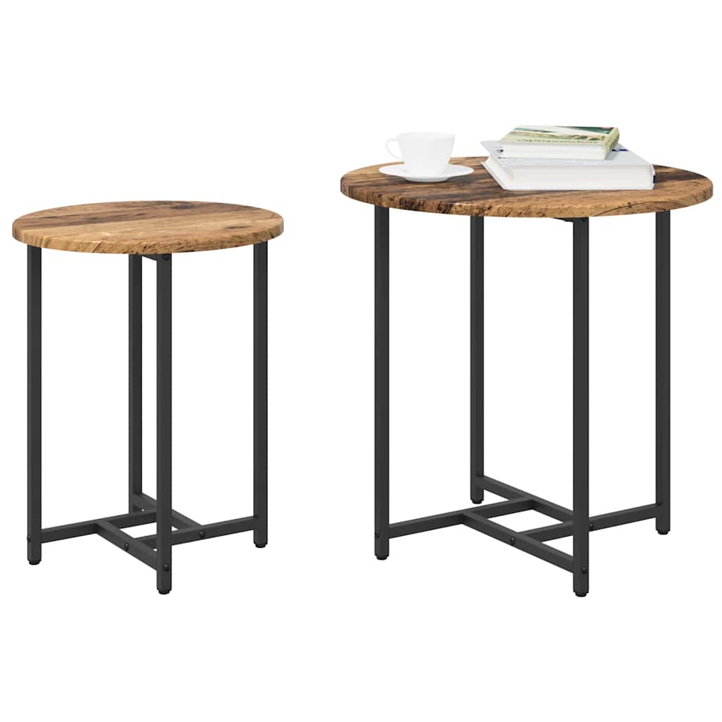 Bijzettafelset 2 pcs Oud Hout en Zwart is nu te koop bij PeponiXL, paradijselijk wonen!
