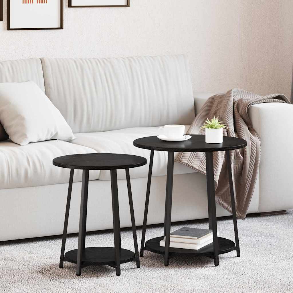 Bijzettafelset met plank 2 pcs Zwart Eiken is nu te koop bij PeponiXL, paradijselijk wonen!