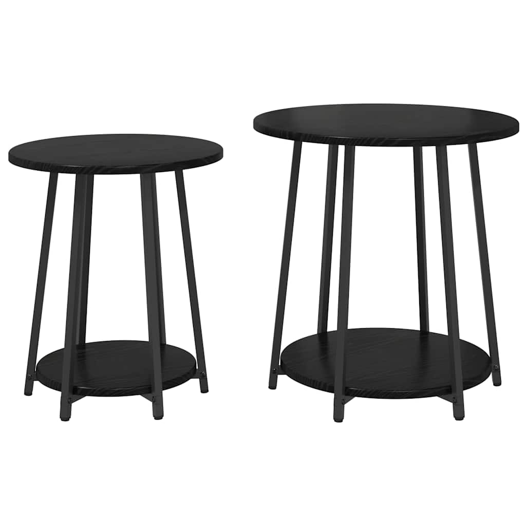 Bijzettafelset met plank 2 pcs Zwart Eiken is nu te koop bij PeponiXL, paradijselijk wonen!