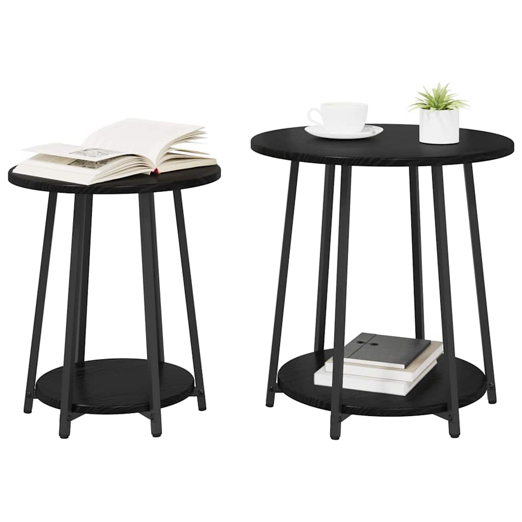Bijzettafelset met plank 2 pcs Zwart Eiken is nu te koop bij PeponiXL, paradijselijk wonen!