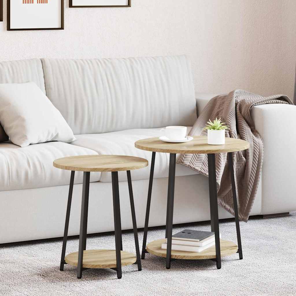 Bijzettafelset met plank 2 pcs Sonoma Eiken en Zwart is nu te koop bij PeponiXL, paradijselijk wonen!