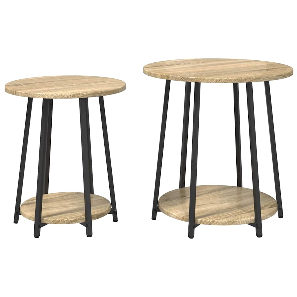 Bijzettafelset met plank 2 pcs Sonoma Eiken en Zwart is nu te koop bij PeponiXL, paradijselijk wonen!
