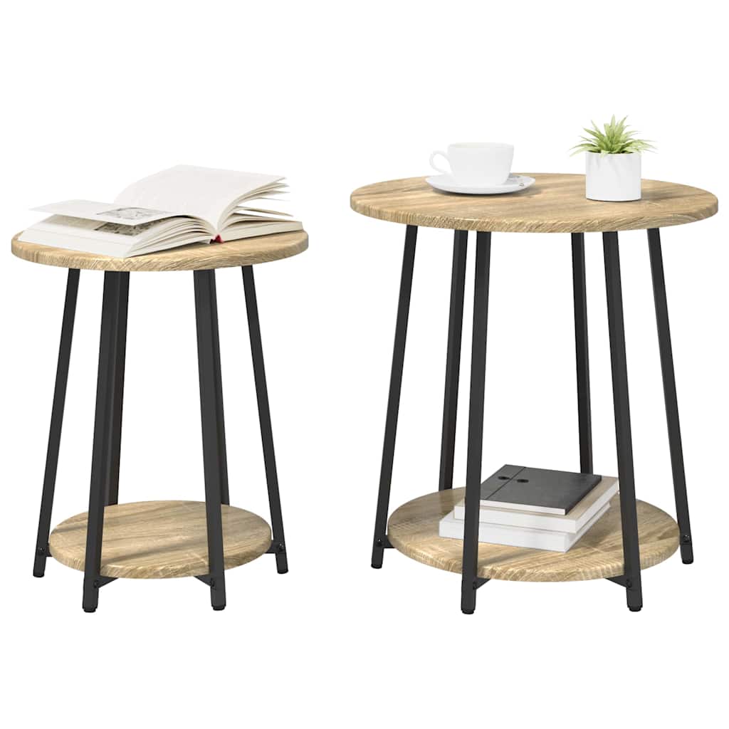 Bijzettafelset met plank 2 pcs Sonoma Eiken en Zwart is nu te koop bij PeponiXL, paradijselijk wonen!