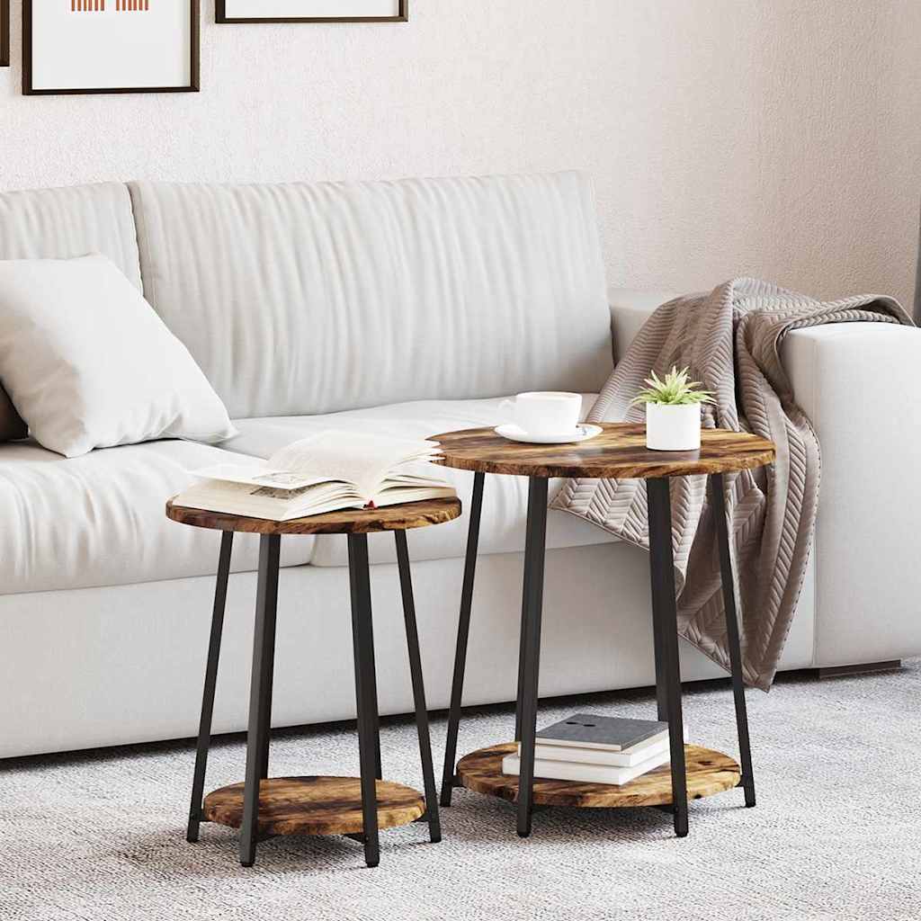 Bijzettafelset met plank 2 pcs Gerookt Eiken en Zwart is nu te koop bij PeponiXL, paradijselijk wonen!
