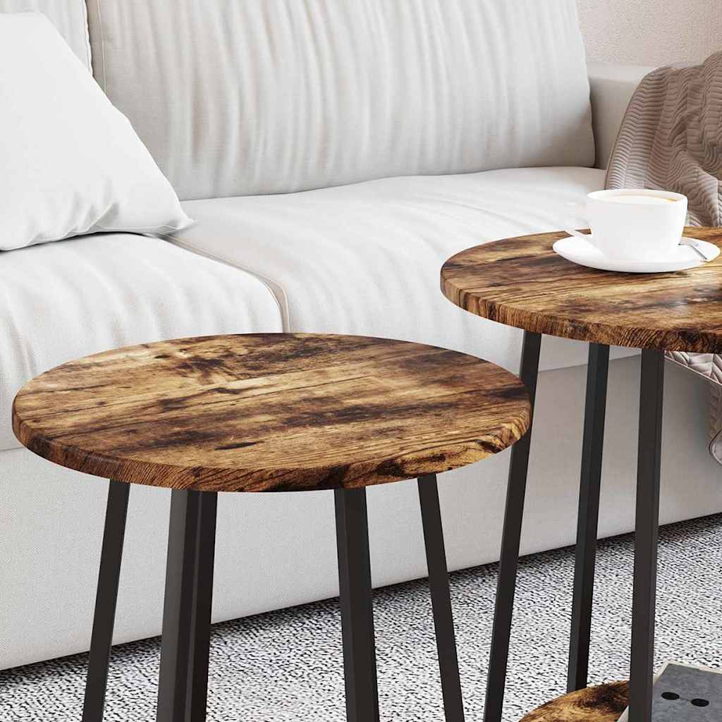 Bijzettafelset met plank 2 pcs Gerookt Eiken en Zwart is nu te koop bij PeponiXL, paradijselijk wonen!