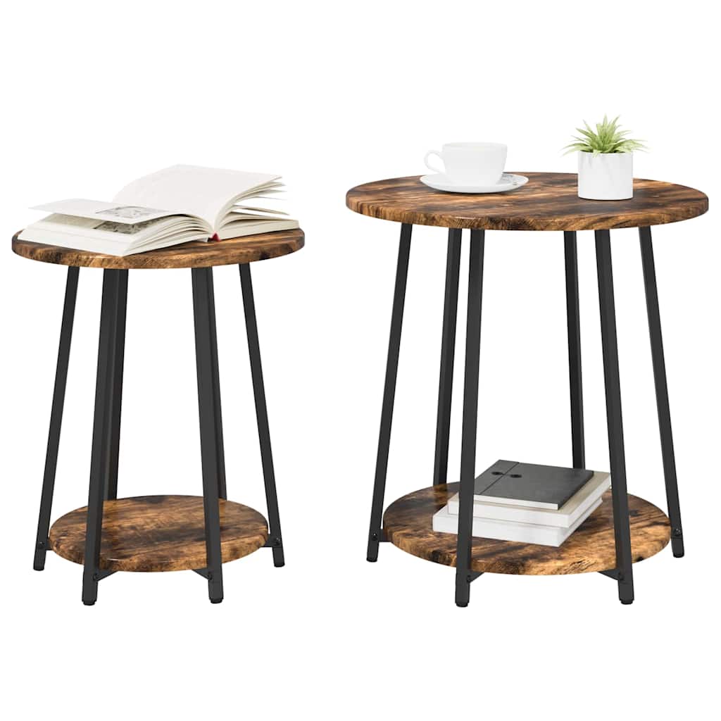 Bijzettafelset met plank 2 pcs Gerookt Eiken en Zwart is nu te koop bij PeponiXL, paradijselijk wonen!