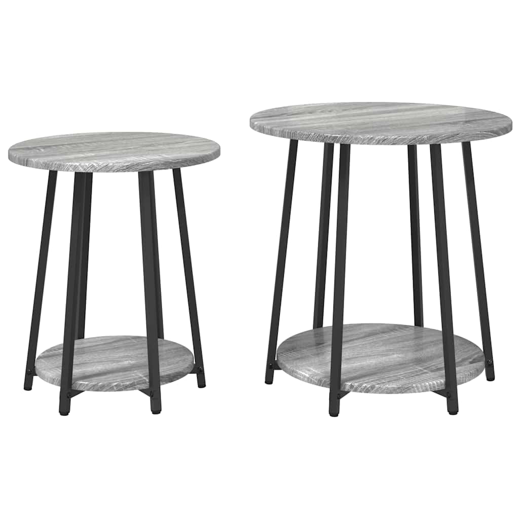 Bijzettafelset met plank 2 pcs Grijs Sonoma en Zwart is nu te koop bij PeponiXL, paradijselijk wonen!