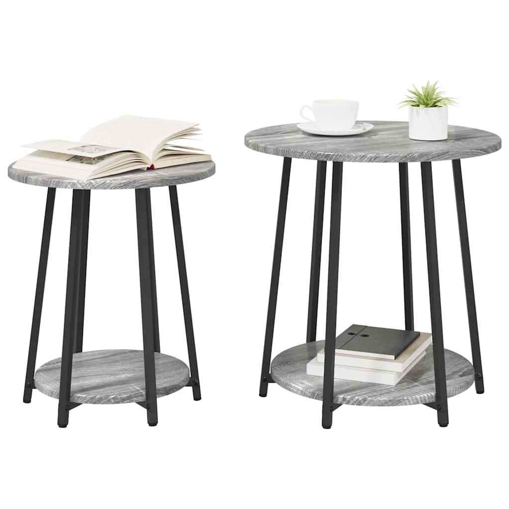 Bijzettafelset met plank 2 pcs Grijs Sonoma en Zwart is nu te koop bij PeponiXL, paradijselijk wonen!