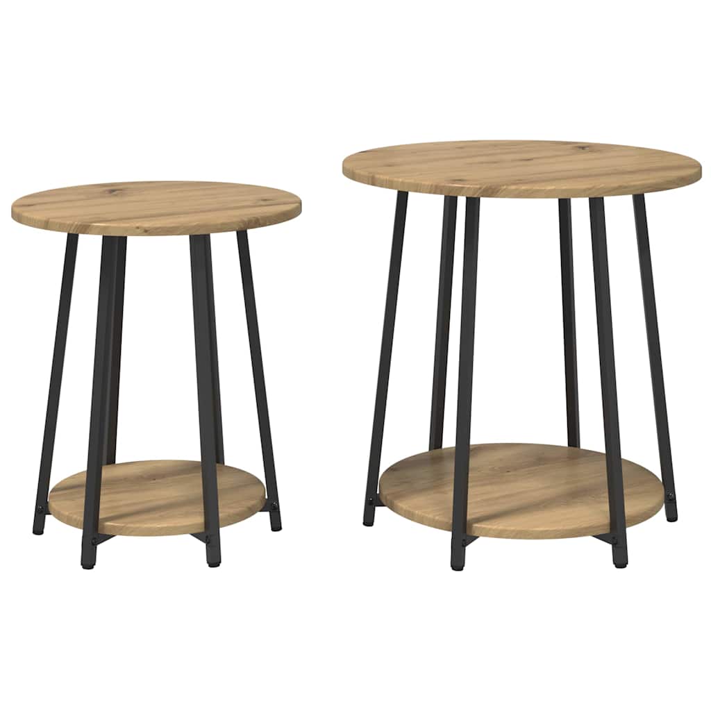 Bijzettafelset met plank 2 pcs Artisan Eiken en Zwart is nu te koop bij PeponiXL, paradijselijk wonen!