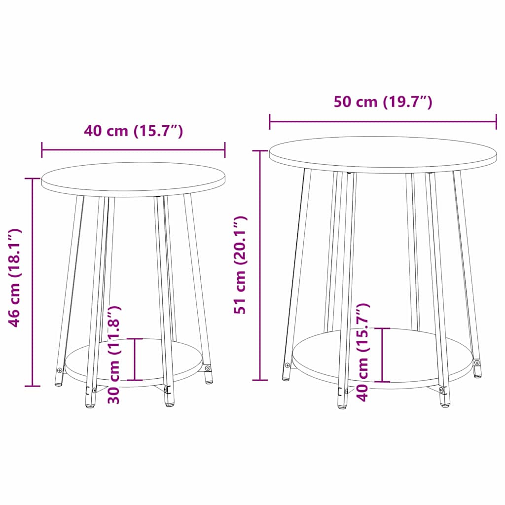 Bijzettafelset met plank 2 pcs Artisan Eiken en Zwart is nu te koop bij PeponiXL, paradijselijk wonen!