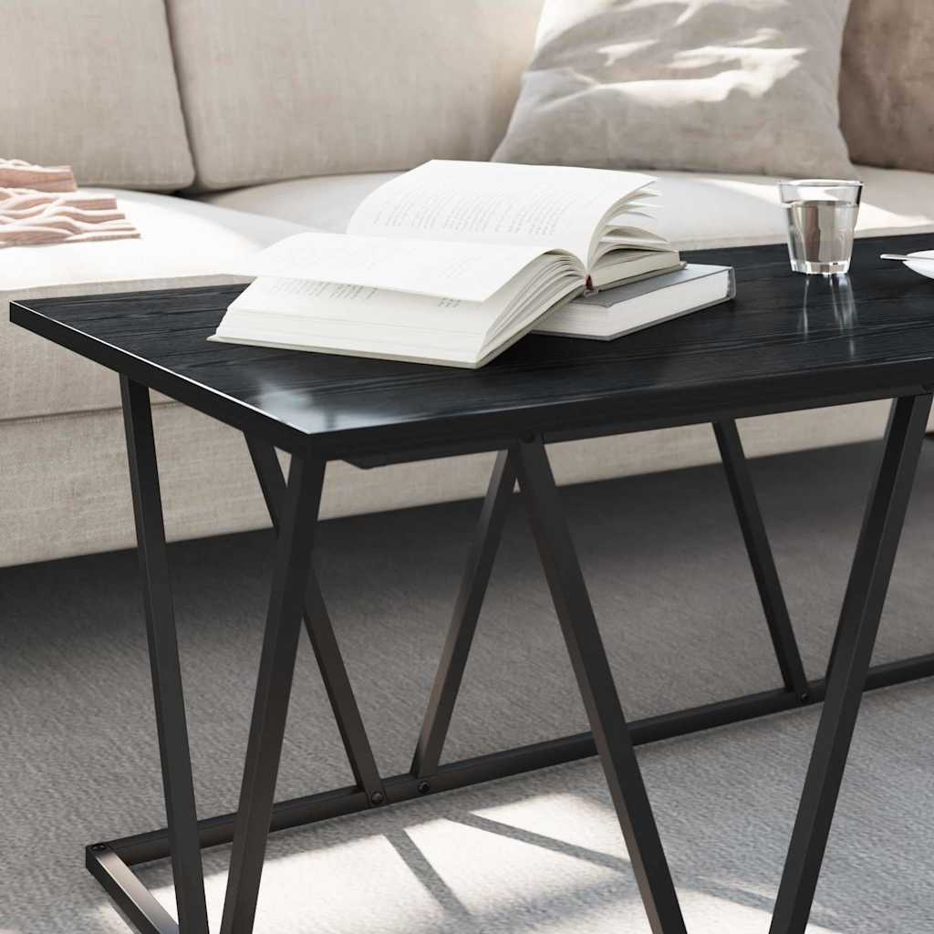 Salontafel Zwart Eiken 100 x 50 x 40 cm Bewerkt hout en metaal is nu te koop bij PeponiXL, paradijselijk wonen!