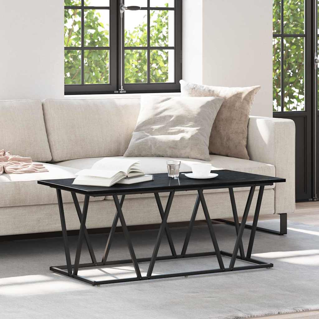 Salontafel Zwart Eiken 100 x 50 x 40 cm Bewerkt hout en metaal is nu te koop bij PeponiXL, paradijselijk wonen!