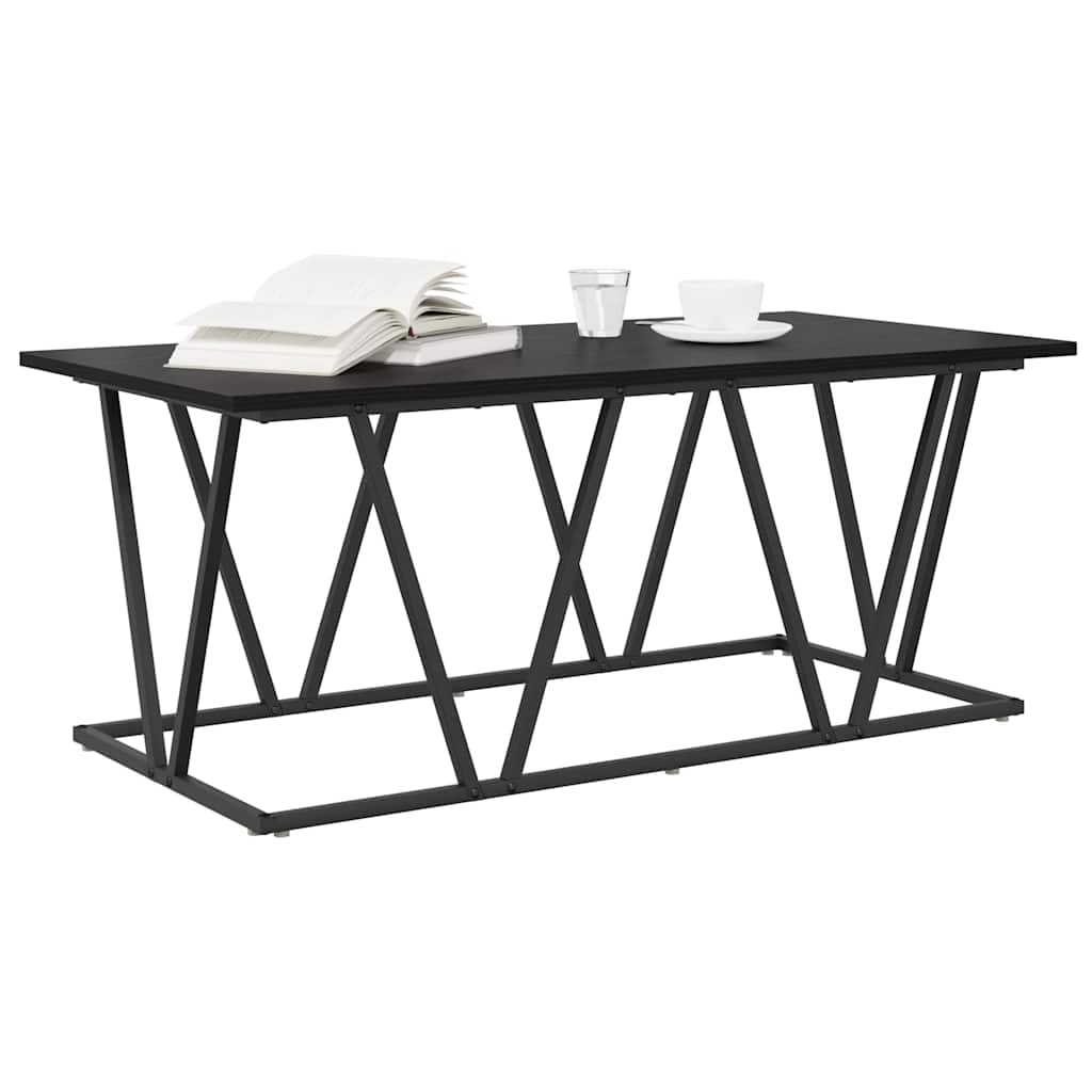 Salontafel Zwart Eiken 100 x 50 x 40 cm Bewerkt hout en metaal is nu te koop bij PeponiXL, paradijselijk wonen!
