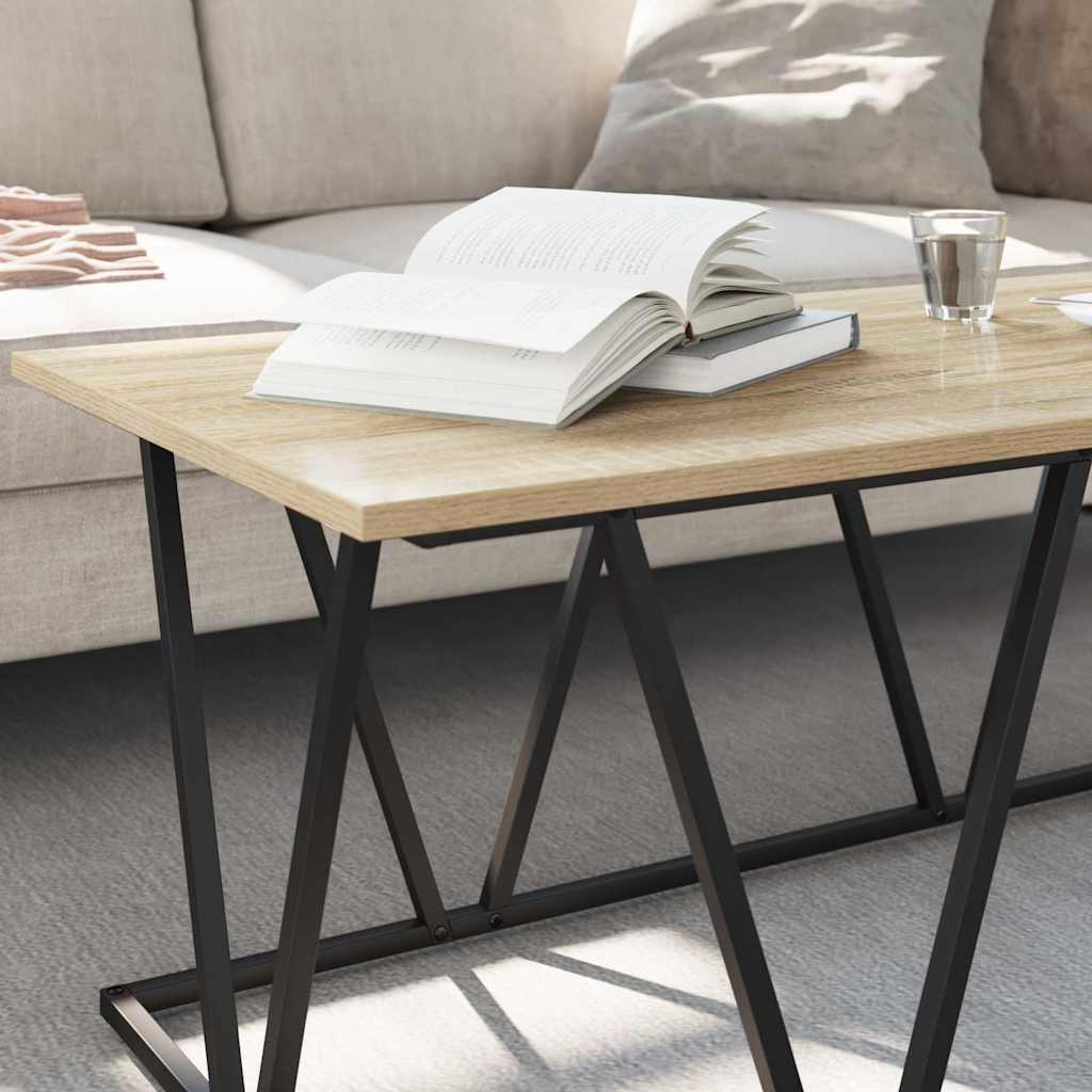 Salontafel Sonoma Eiken 100 x 50 x 40 cm Bewerkt hout en metaal is nu te koop bij PeponiXL, paradijselijk wonen!