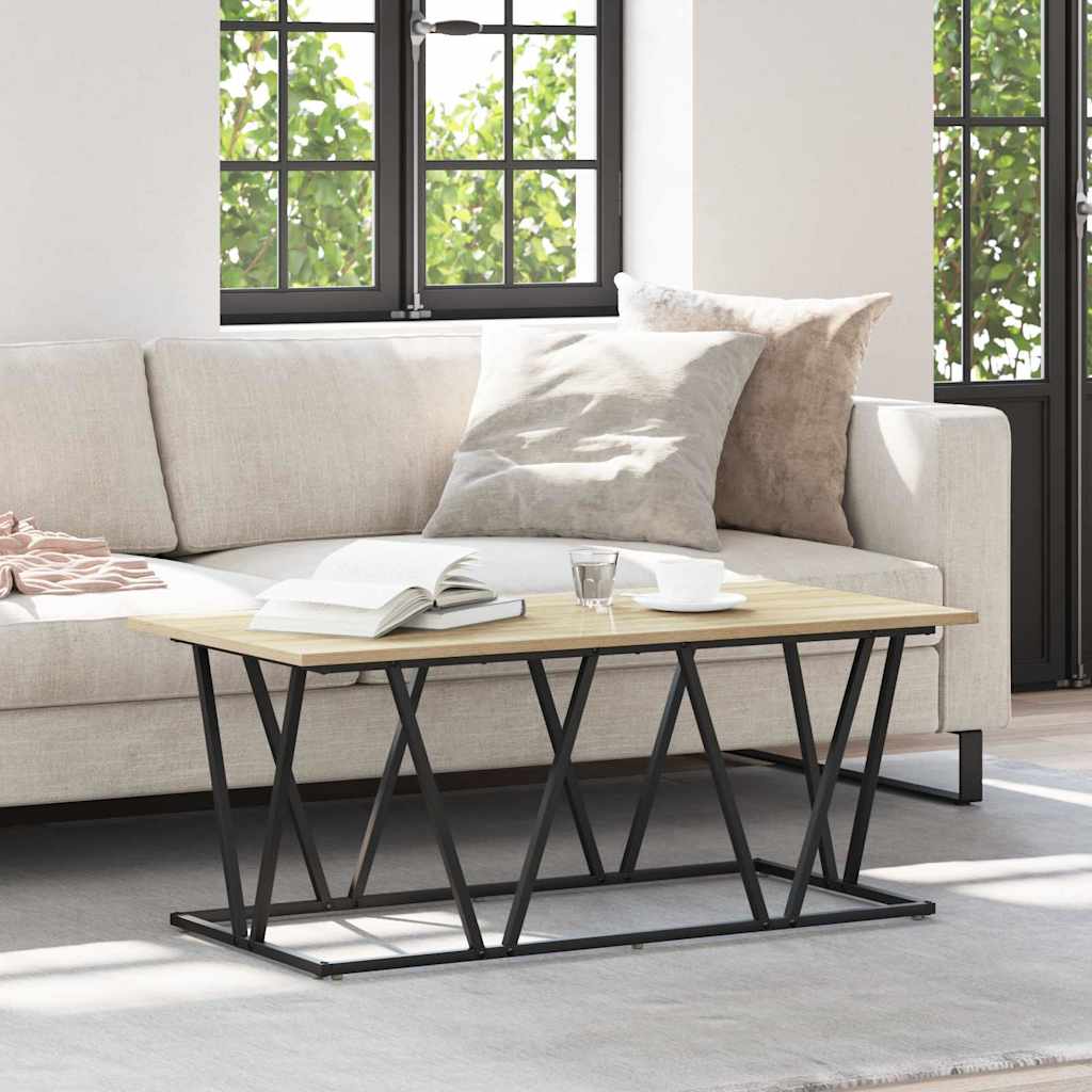Salontafel Sonoma Eiken 100 x 50 x 40 cm Bewerkt hout en metaal is nu te koop bij PeponiXL, paradijselijk wonen!