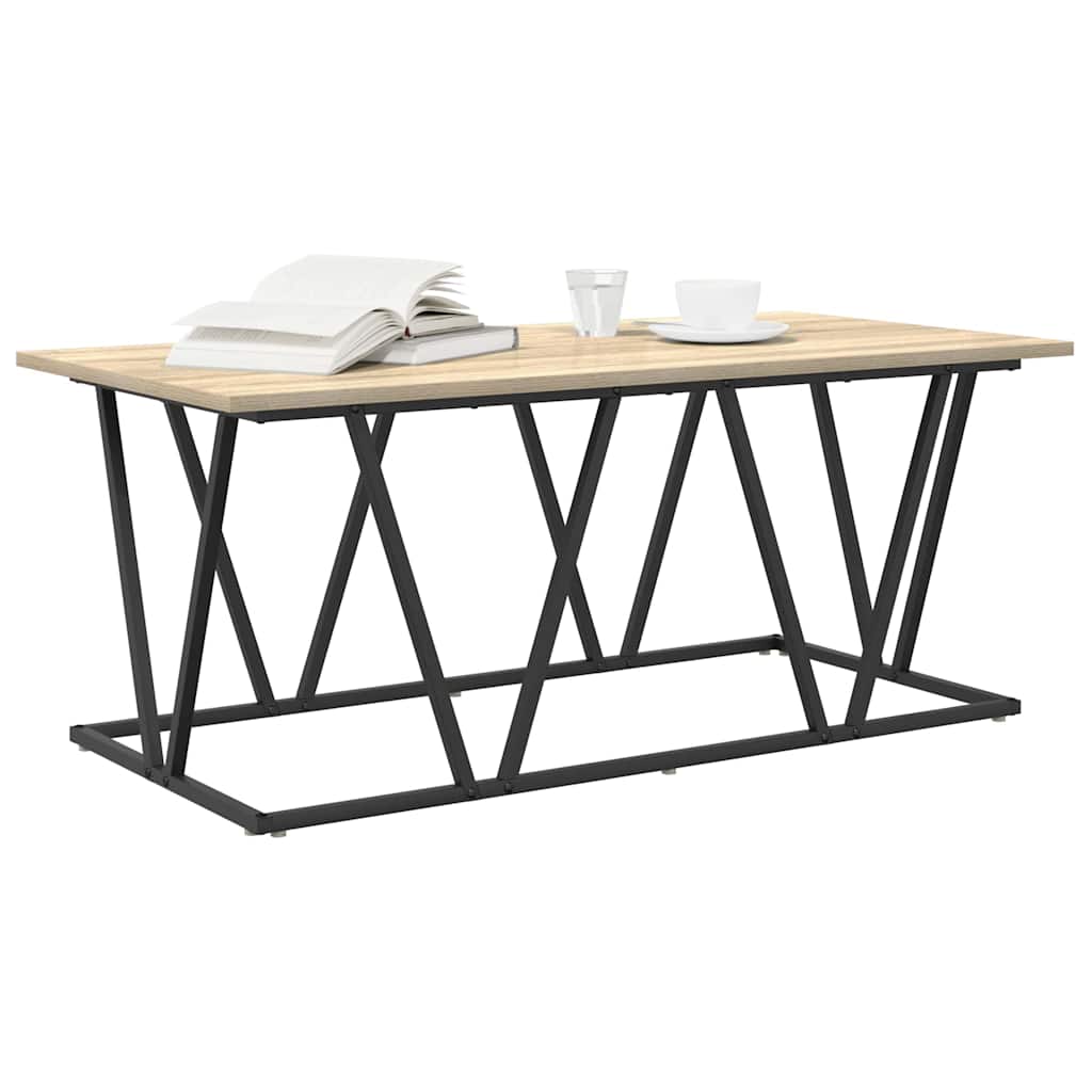 Salontafel Sonoma Eiken 100 x 50 x 40 cm Bewerkt hout en metaal is nu te koop bij PeponiXL, paradijselijk wonen!