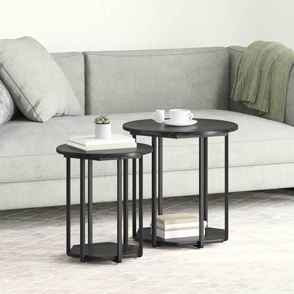 Bijzettafelset met plank 2 pcs Zwart Eiken is nu te koop bij PeponiXL, paradijselijk wonen!