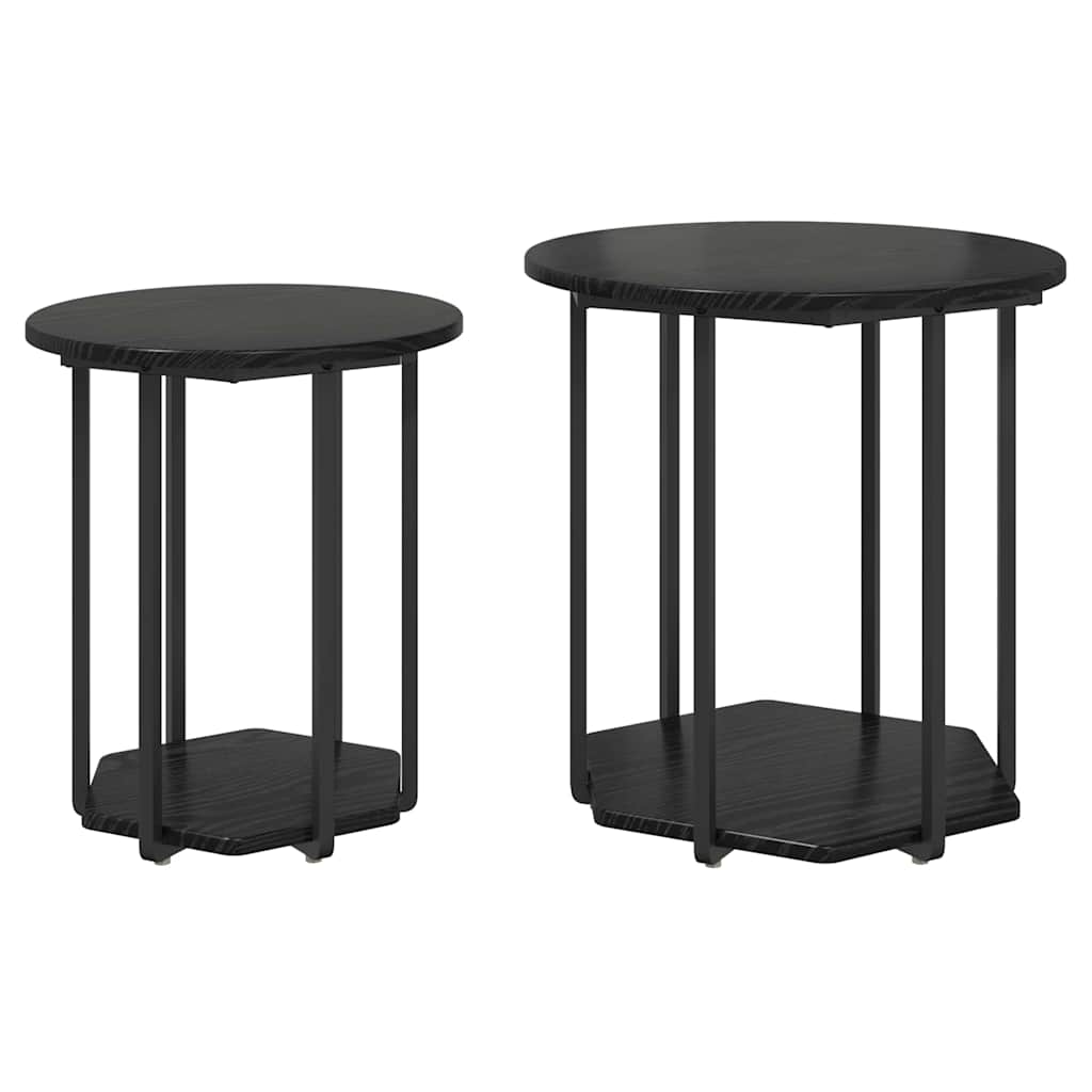 Bijzettafelset met plank 2 pcs Zwart Eiken is nu te koop bij PeponiXL, paradijselijk wonen!