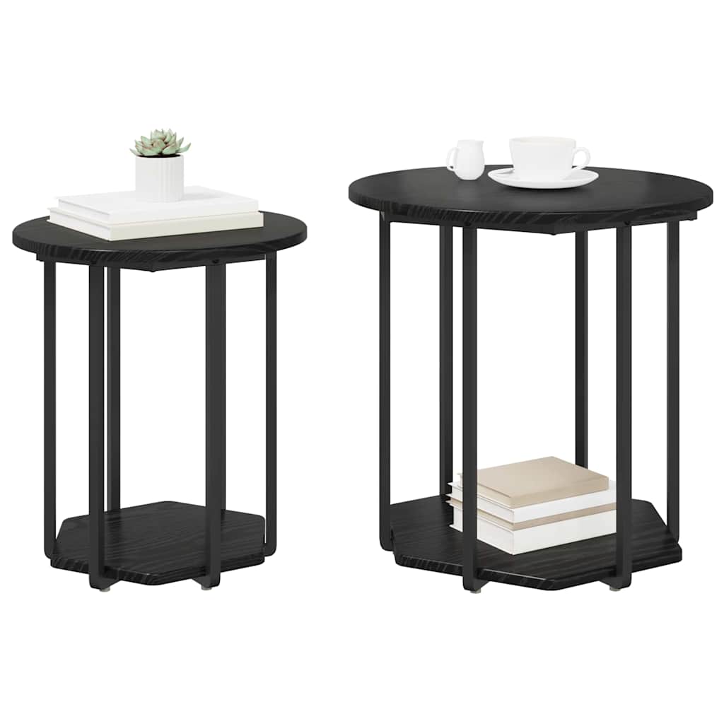 Bijzettafelset met plank 2 pcs Zwart Eiken is nu te koop bij PeponiXL, paradijselijk wonen!