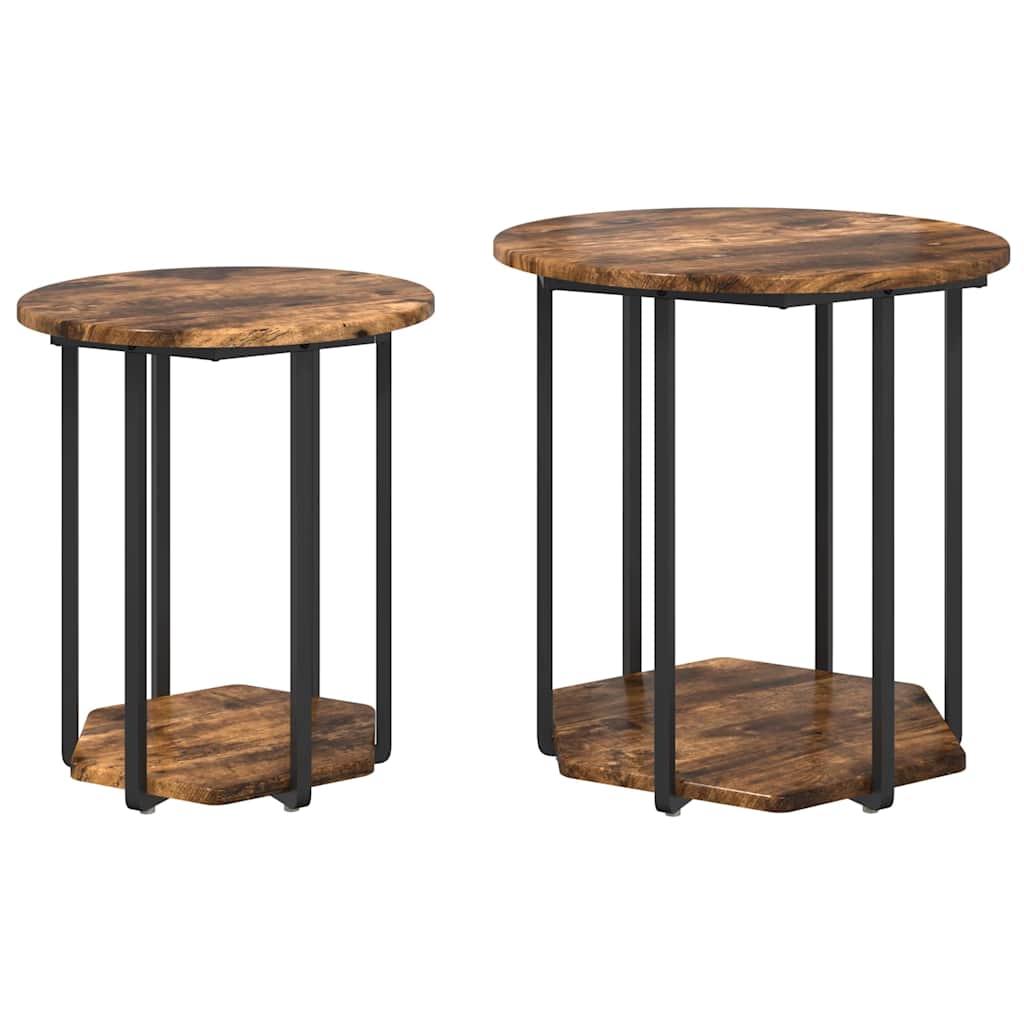 Bijzettafelset met plank 2 pcs Bruin is nu te koop bij PeponiXL, paradijselijk wonen!