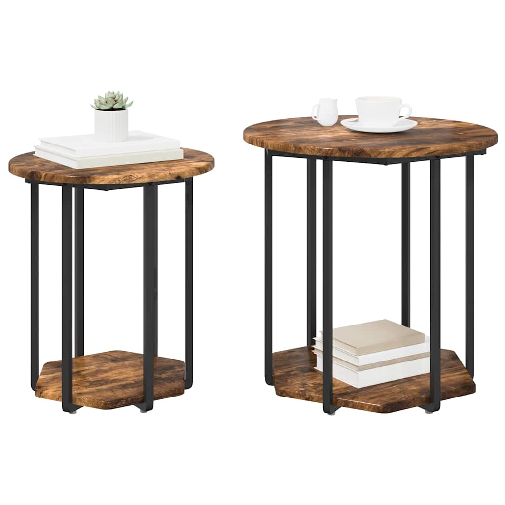Bijzettafelset met plank 2 pcs Bruin is nu te koop bij PeponiXL, paradijselijk wonen!