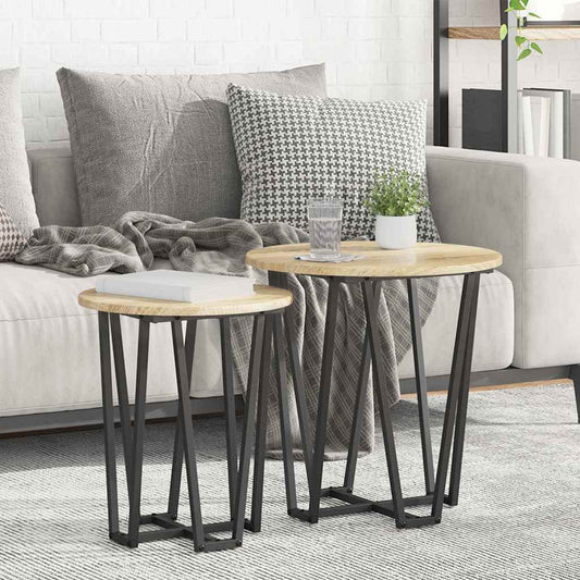 Bijzettafelset 2 pcs Sonoma Eiken en Zwart is nu te koop bij PeponiXL, paradijselijk wonen!