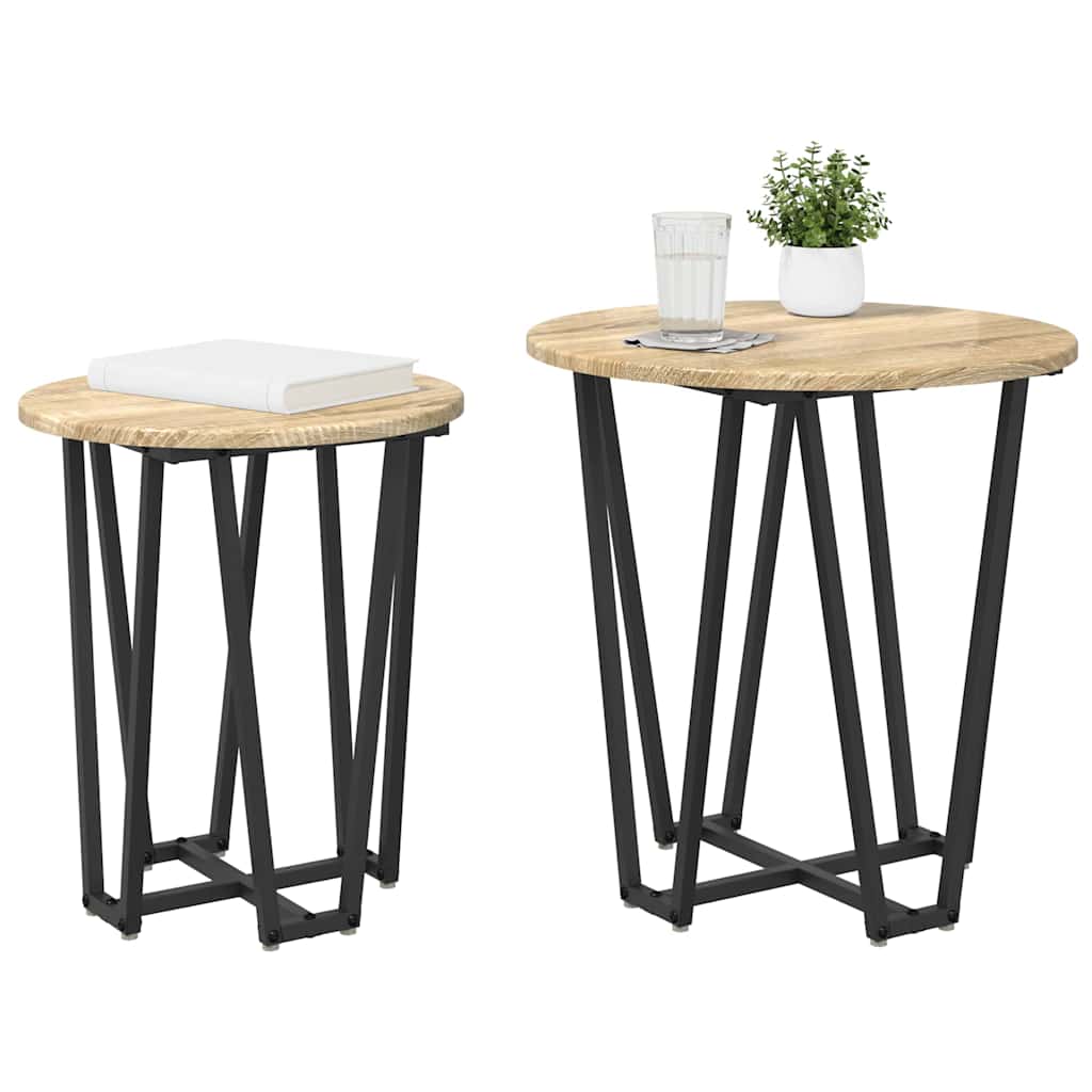 Bijzettafelset 2 pcs Sonoma Eiken en Zwart is nu te koop bij PeponiXL, paradijselijk wonen!