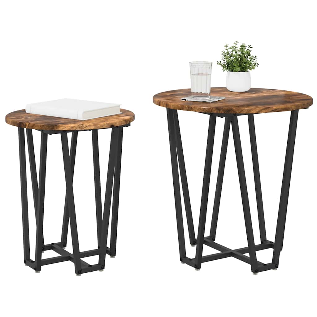 Bijzettafelset 2 pcs Gerookt Eiken en Zwart is nu te koop bij PeponiXL, paradijselijk wonen!