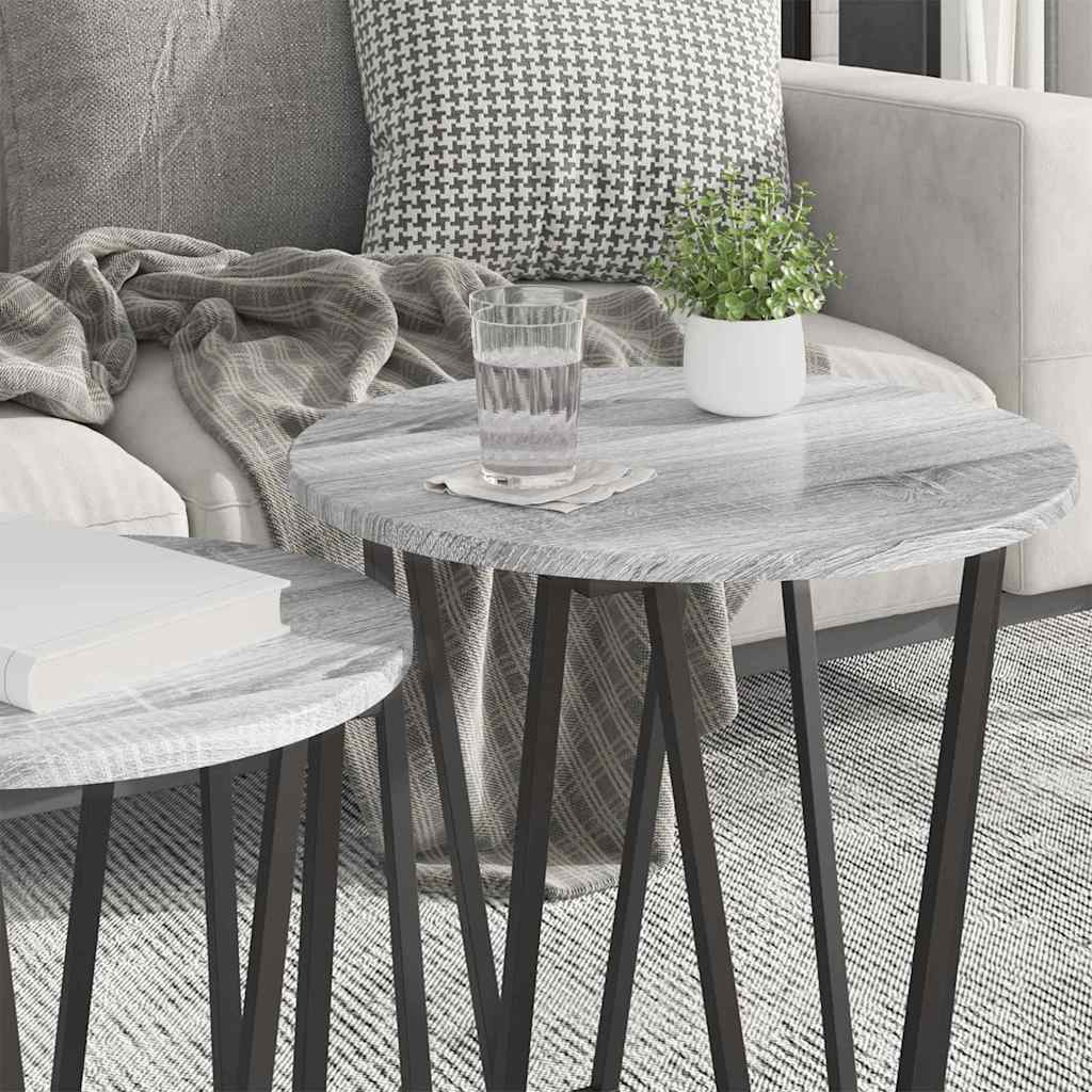Bijzettafelset 2 pcs Grijs Sonoma en Zwart is nu te koop bij PeponiXL, paradijselijk wonen!