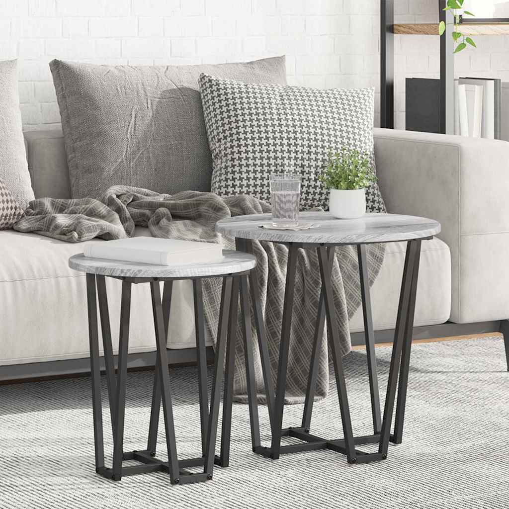 Bijzettafelset 2 pcs Grijs Sonoma en Zwart is nu te koop bij PeponiXL, paradijselijk wonen!