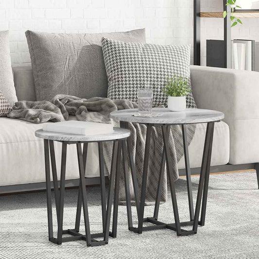 Bijzettafelset 2 pcs Grijs Sonoma en Zwart is nu te koop bij PeponiXL, paradijselijk wonen!