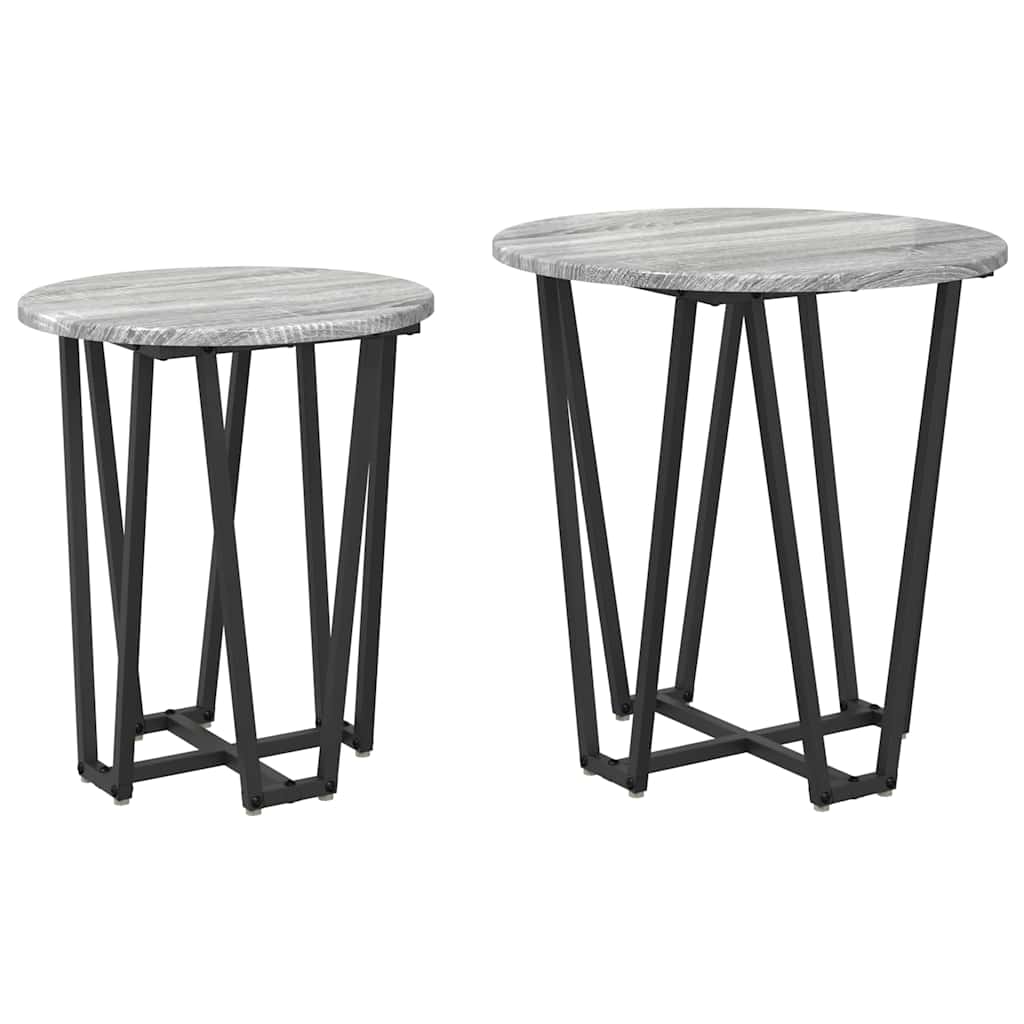 Bijzettafelset 2 pcs Grijs Sonoma en Zwart is nu te koop bij PeponiXL, paradijselijk wonen!