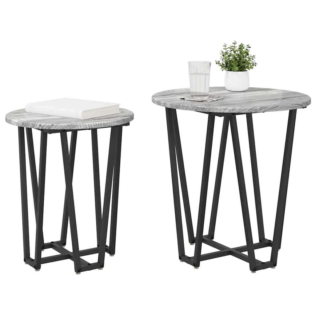 Bijzettafelset 2 pcs Grijs Sonoma en Zwart is nu te koop bij PeponiXL, paradijselijk wonen!