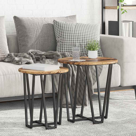 Bijzettafelset 2 pcs Oud Hout en Zwart is nu te koop bij PeponiXL, paradijselijk wonen!