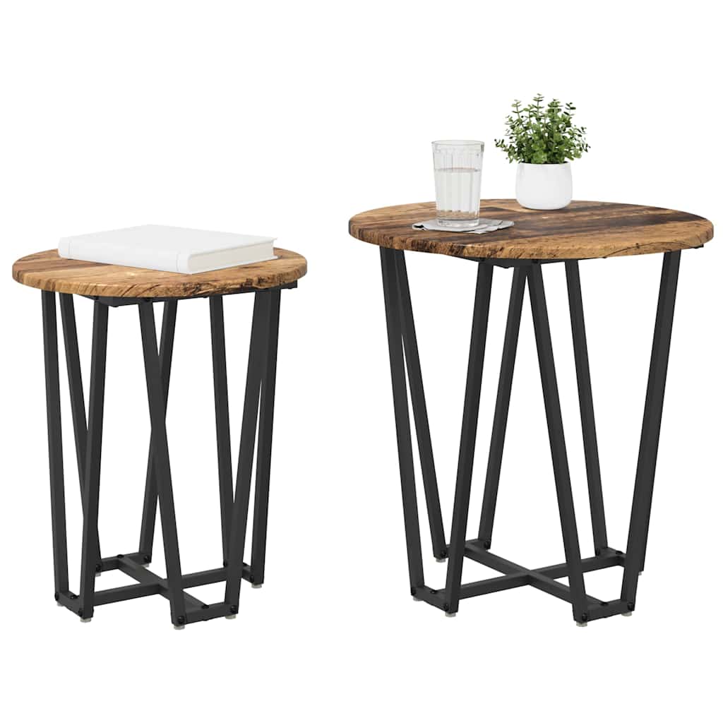 Bijzettafelset 2 pcs Oud Hout en Zwart is nu te koop bij PeponiXL, paradijselijk wonen!