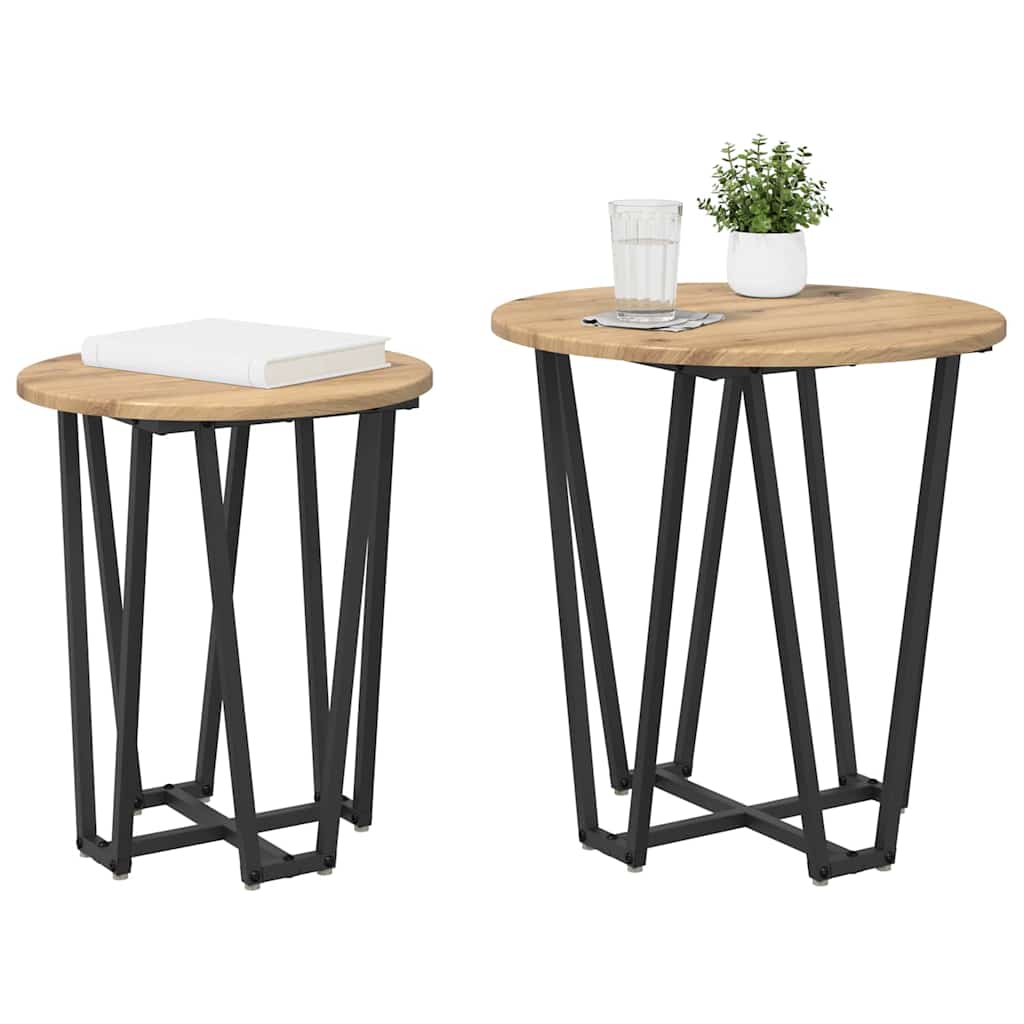Bijzettafelset 2 pcs Artisan Eiken en Zwart is nu te koop bij PeponiXL, paradijselijk wonen!