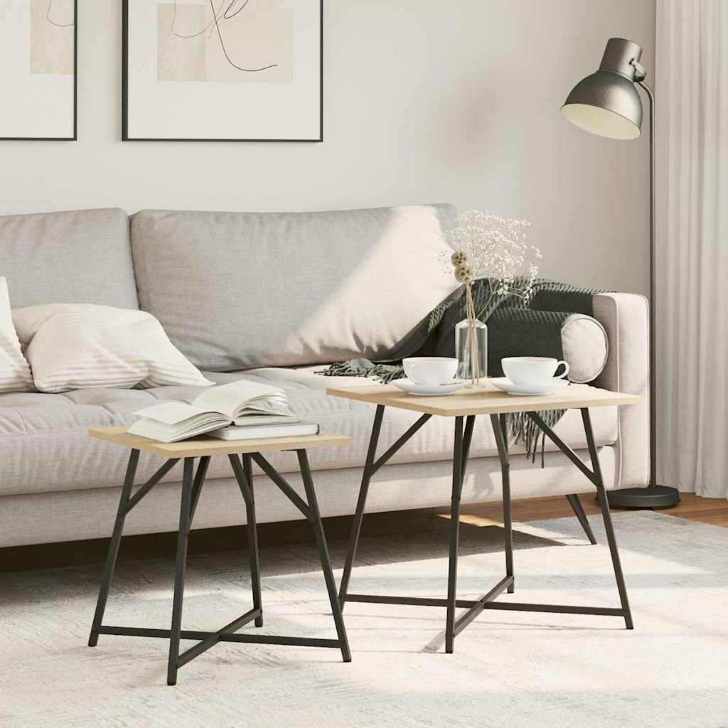 Bijzettafelset 2 pcs Sonoma Eiken en Zwart is nu te koop bij PeponiXL, paradijselijk wonen!
