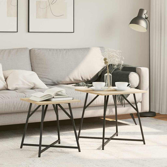 Bijzettafelset 2 pcs Sonoma Eiken en Zwart is nu te koop bij PeponiXL, paradijselijk wonen!