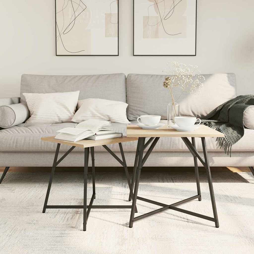 Bijzettafelset 2 pcs Sonoma Eiken en Zwart is nu te koop bij PeponiXL, paradijselijk wonen!