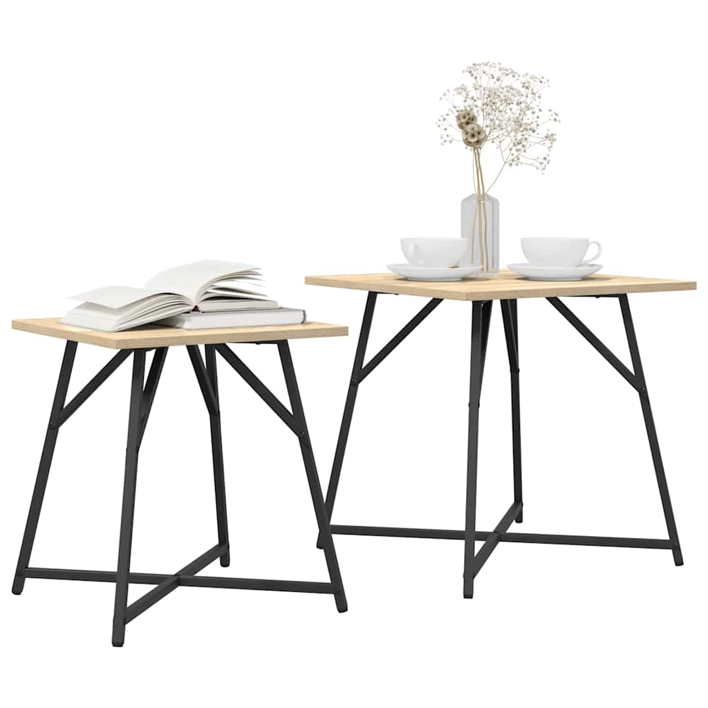 Bijzettafelset 2 pcs Sonoma Eiken en Zwart is nu te koop bij PeponiXL, paradijselijk wonen!